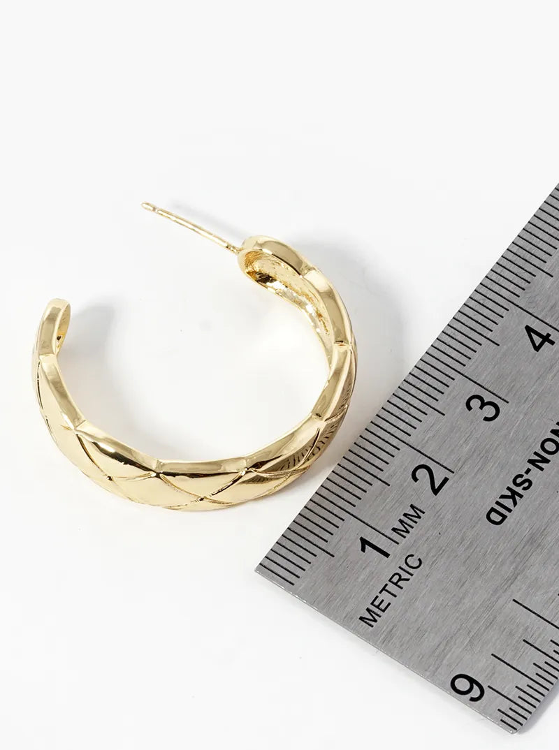 14K Gold Dipped Textured 30mm Open Hoop Earrings