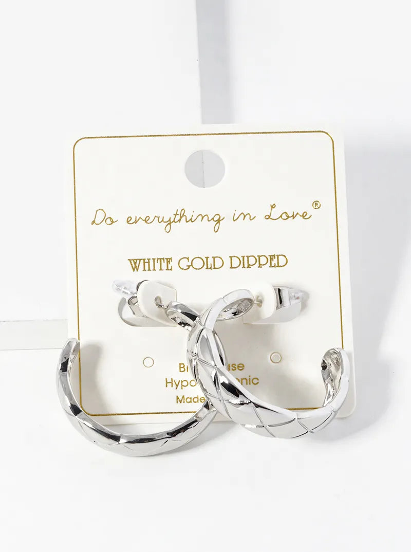14K Gold Dipped Textured 30mm Open Hoop Earrings