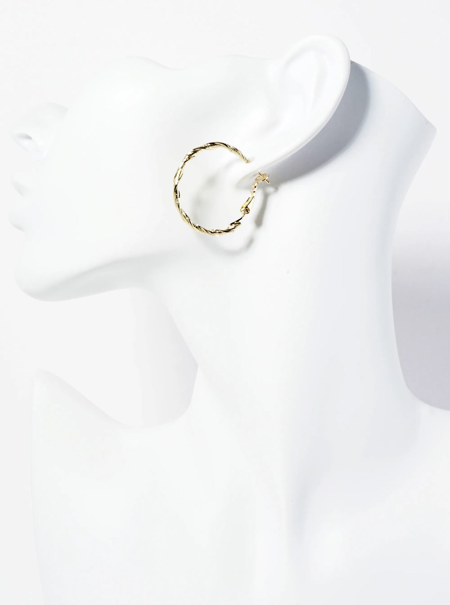 14K-Gold-Dipped Textured 30mm Twist Latch-Back Hoop Earrings