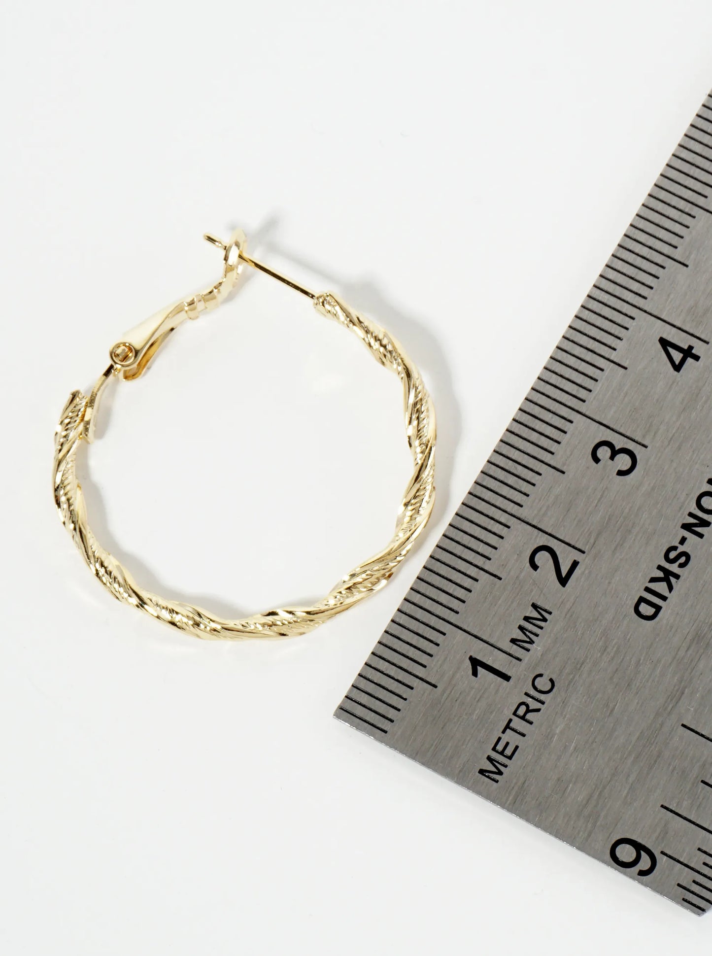 14K-Gold-Dipped Textured 30mm Twist Latch-Back Hoop Earrings