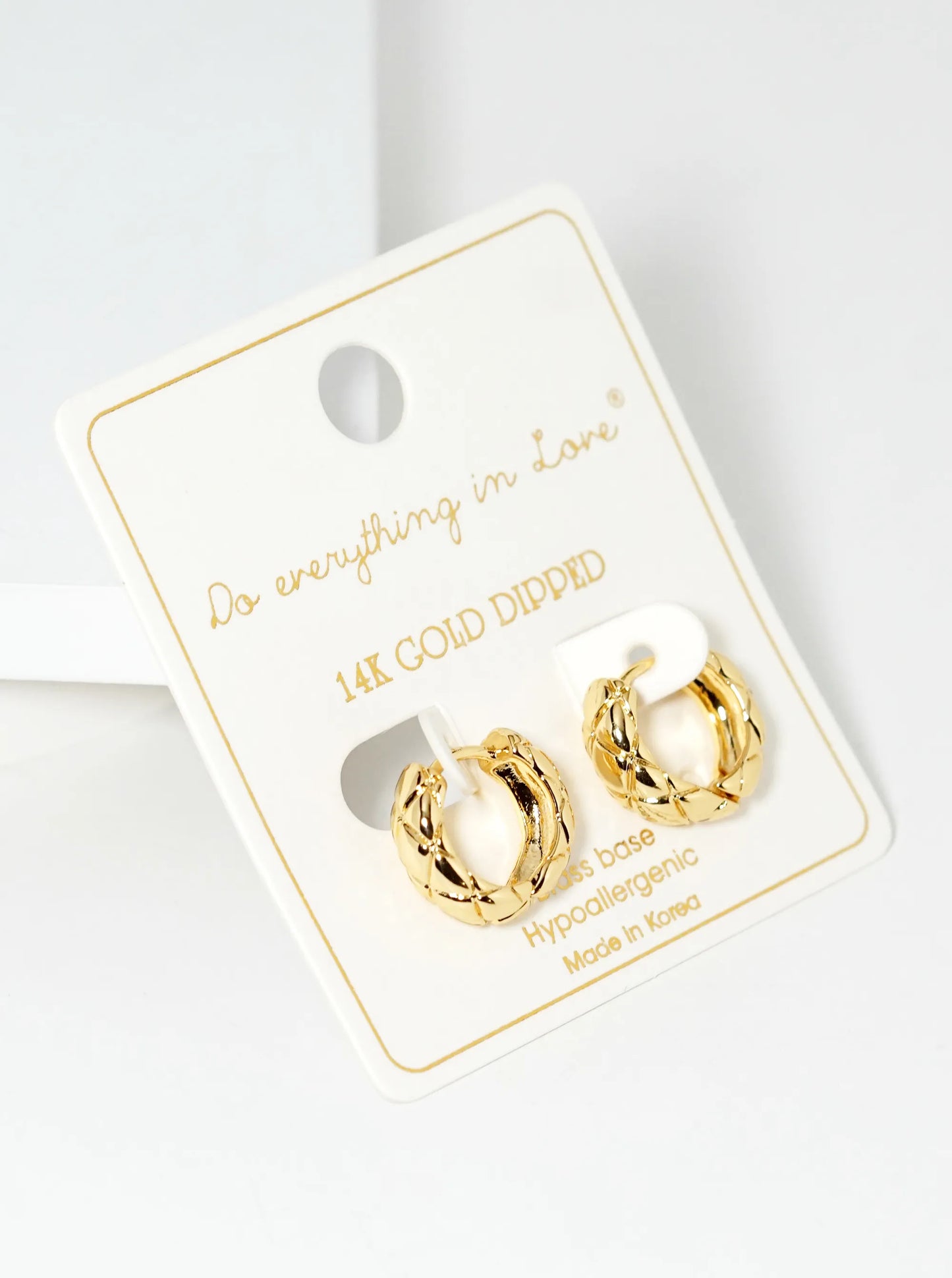 14K Gold Dipped Textured 9mm Brass Huggie Hoop Earrings