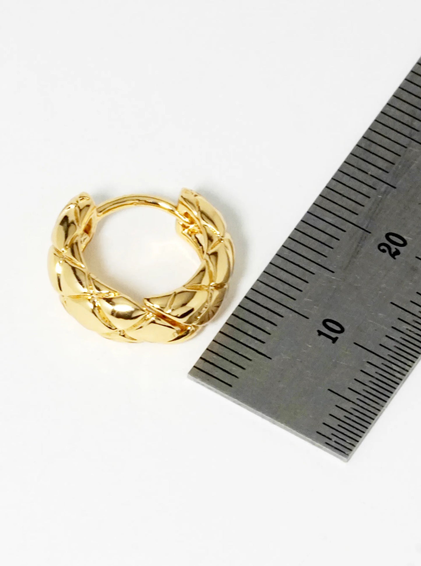 14K Gold Dipped Textured 9mm Brass Huggie Hoop Earrings