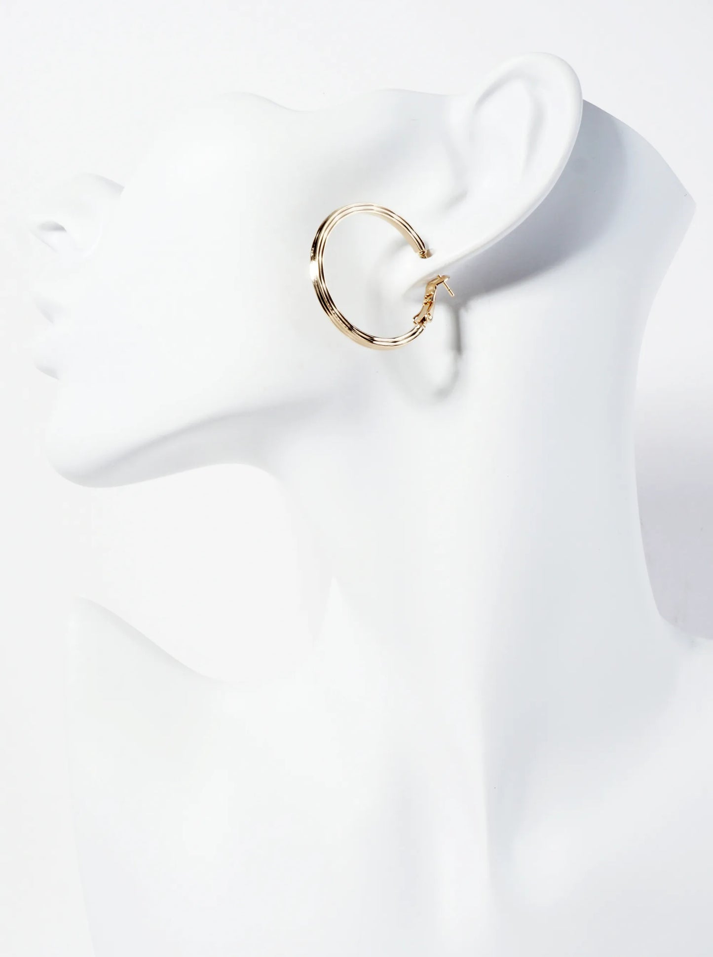 14K-Gold-Dipped Textured Brass 30mm Latch-Back Hoop Earrings