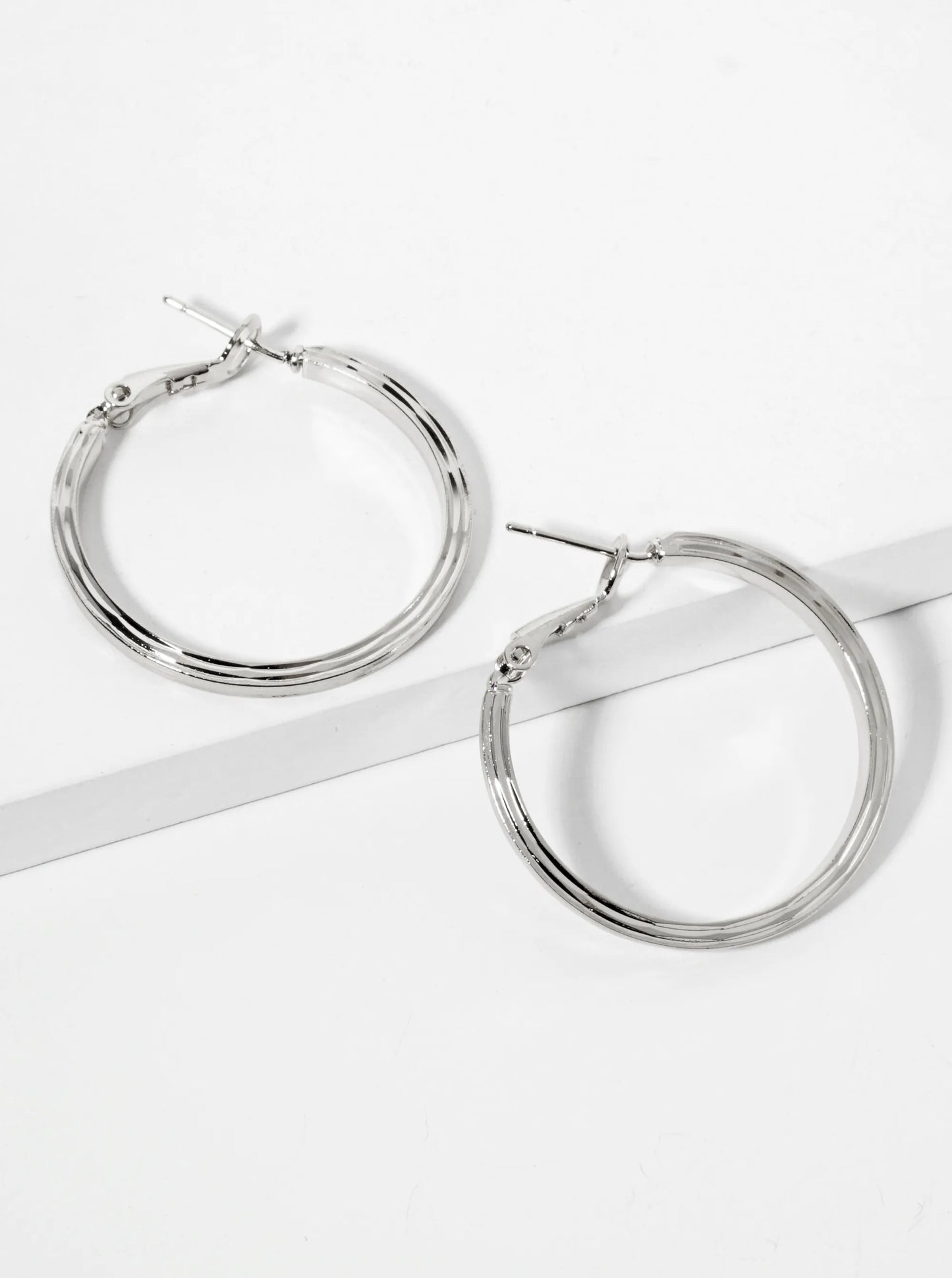 14K-Gold-Dipped Textured Brass 30mm Latch-Back Hoop Earrings