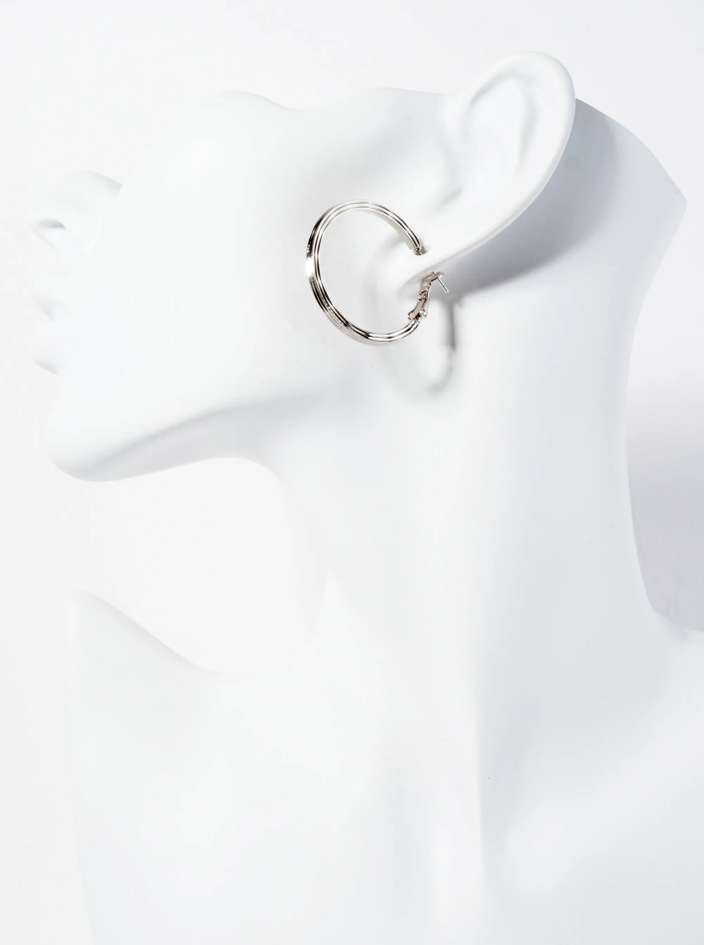 14K-Gold-Dipped Textured Brass 30mm Latch-Back Hoop Earrings