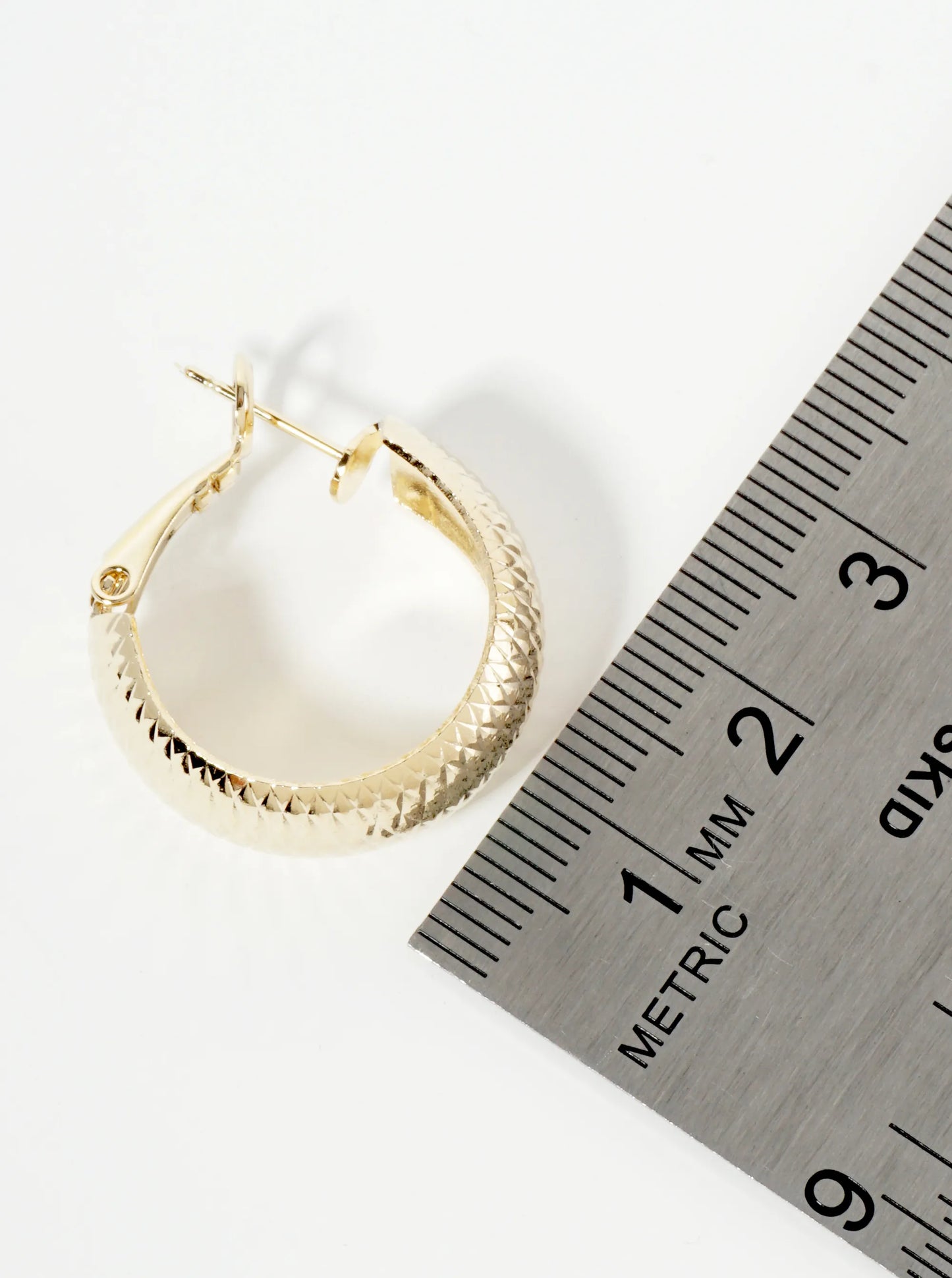 14K-Gold-Dipped Textured Brass 8mm Wide Open Hoop Earrings