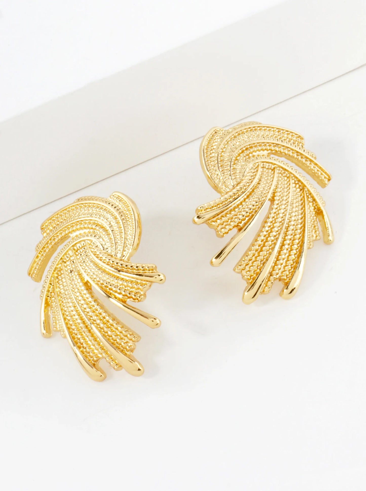 14K-Gold-Dipped Textured Brass Abstract Post Earrings