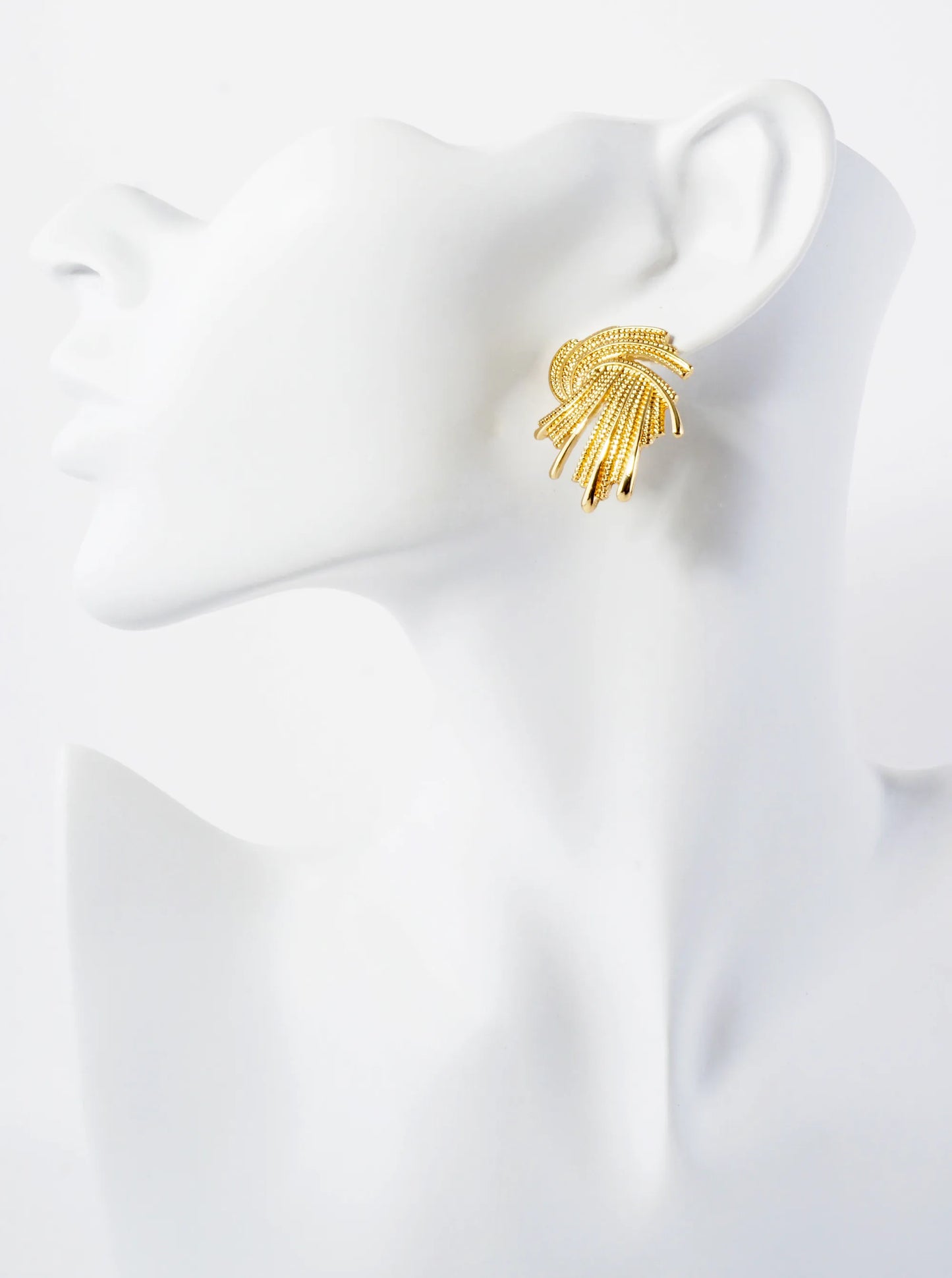 14K-Gold-Dipped Textured Brass Abstract Post Earrings