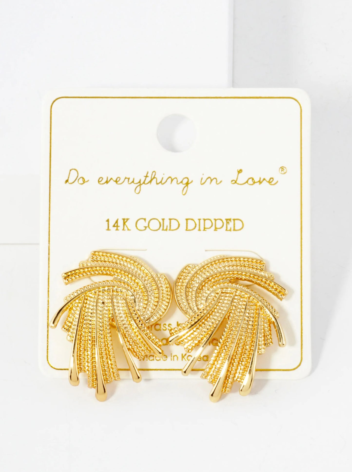 14K-Gold-Dipped Textured Brass Abstract Post Earrings