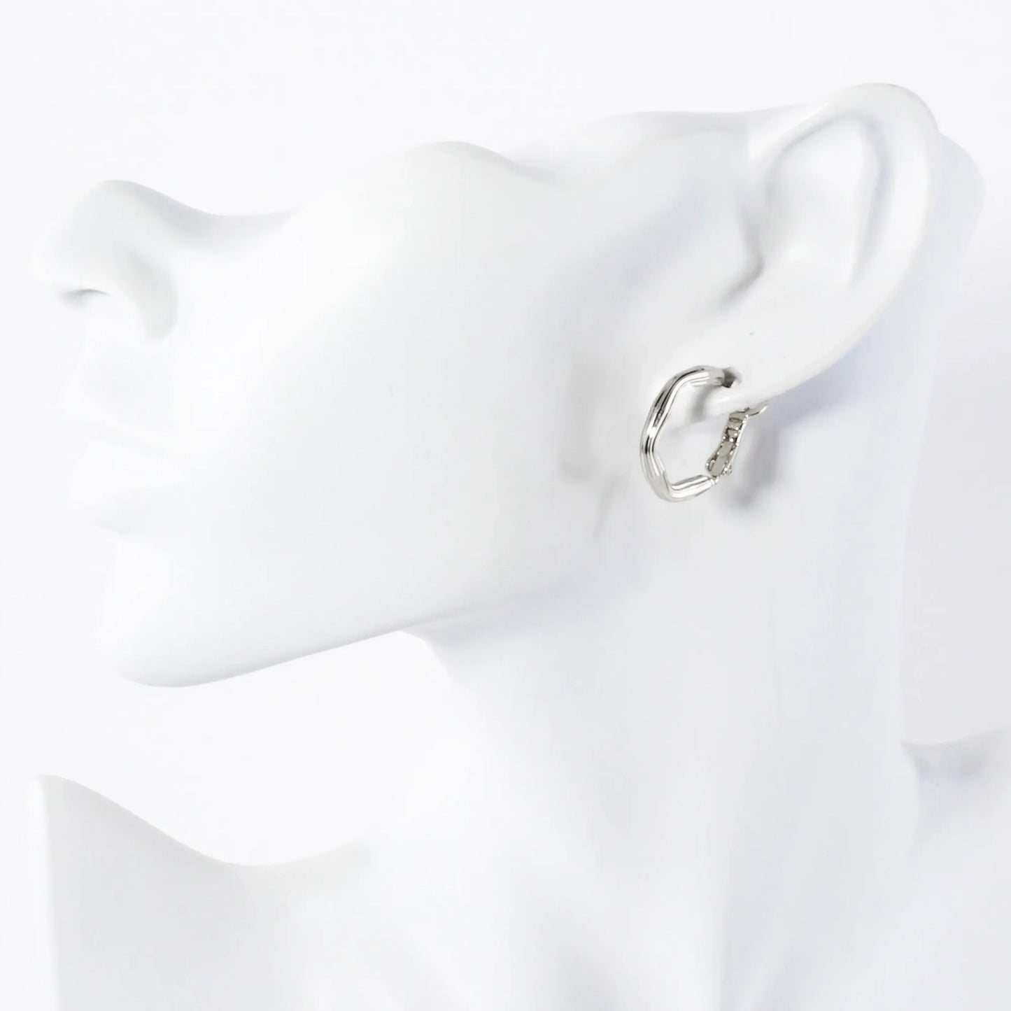 14K-Gold-Dipped Textured Brass Hexagon 20mm Omega-Back Hoop Earrings