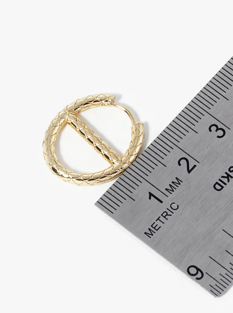 14K Gold Dipped Textured Mariner Chain Shape Hinged Hoop Earrings