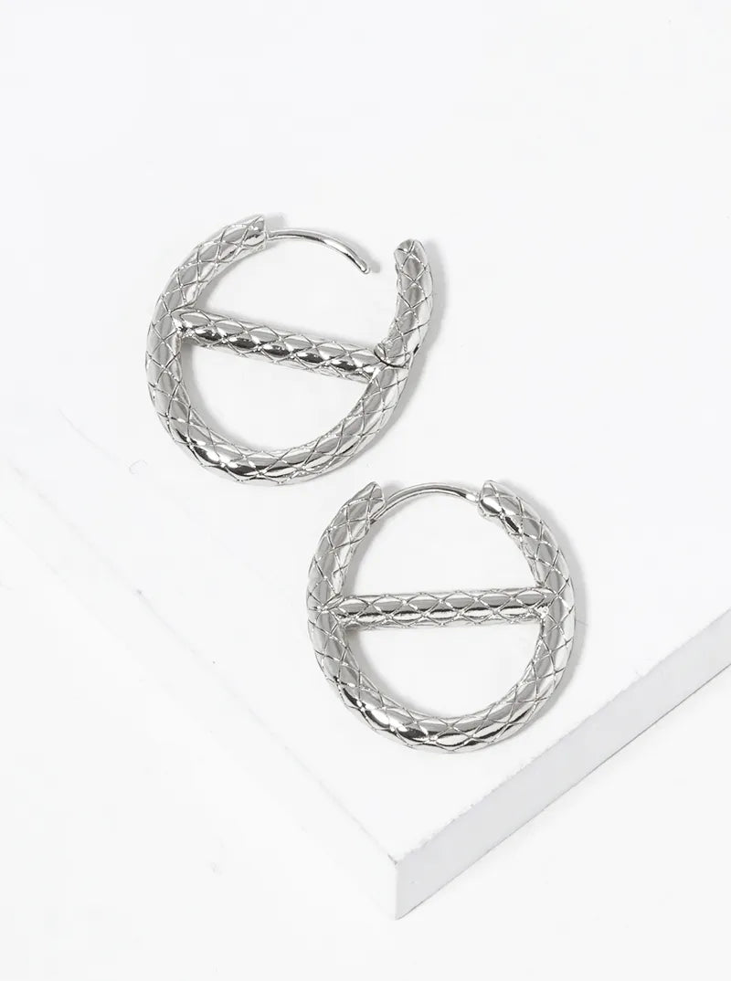 14K Gold Dipped Textured Mariner Chain Shape Hinged Hoop Earrings