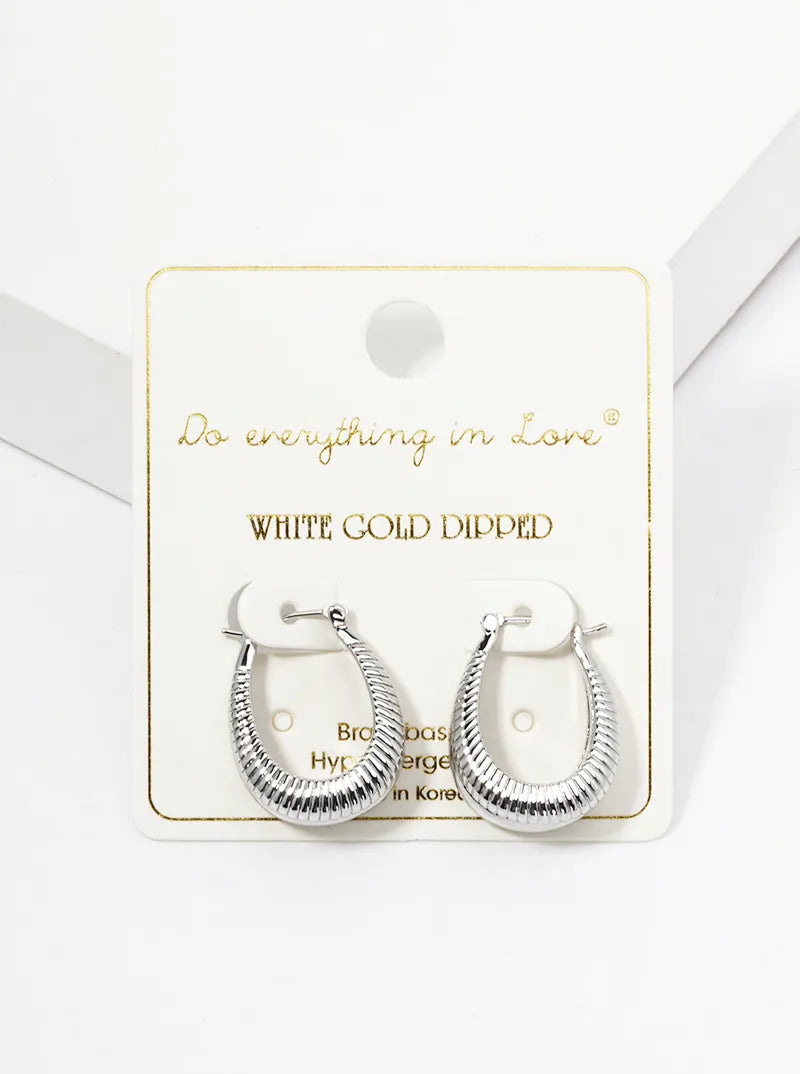 14K Gold Dipped Textured Metal Double Hinged Hoop Earrings