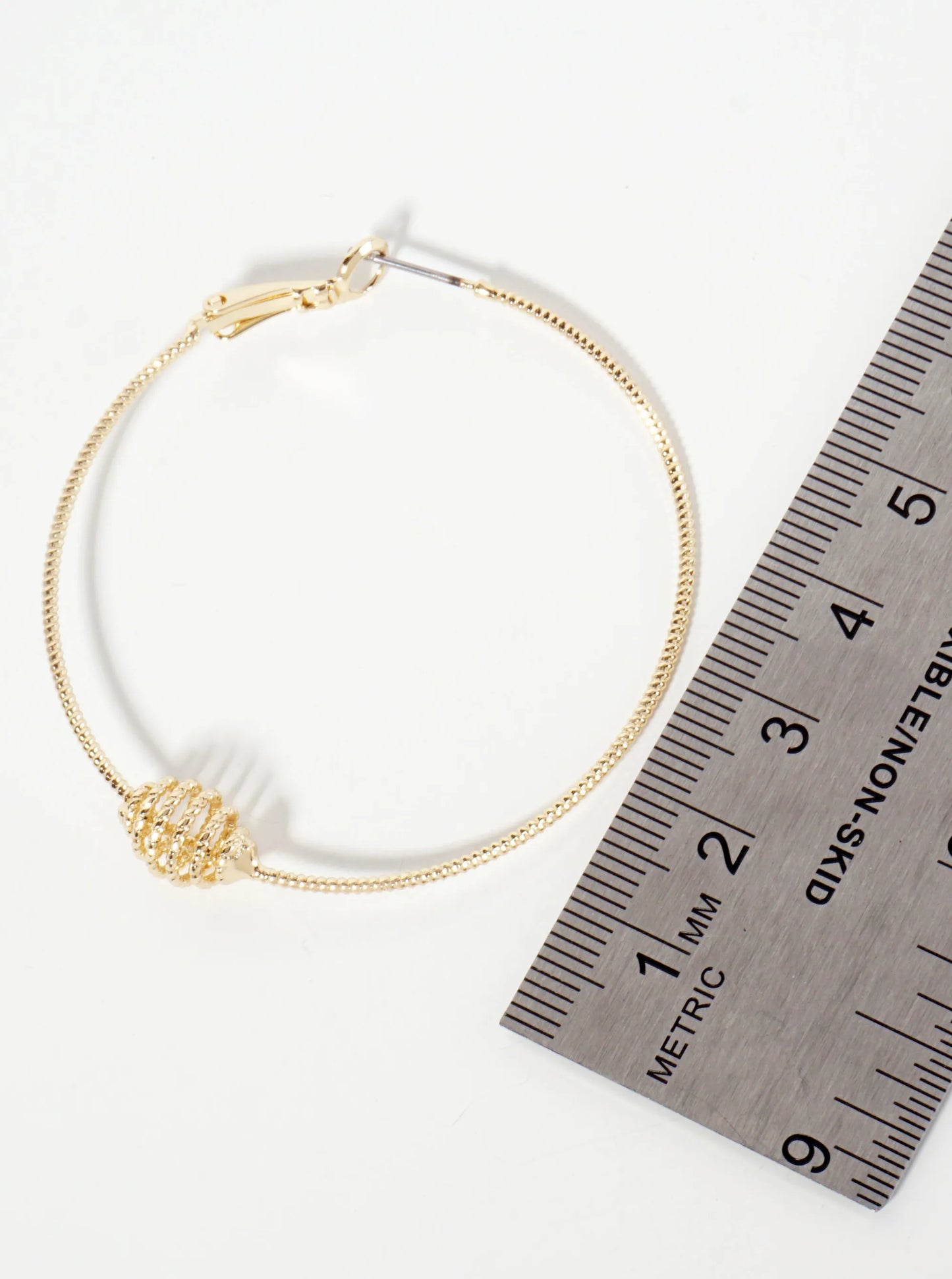 14K-Gold-Dipped Textured Spiral Accent 50mm Latch-Back Hoop Earrings