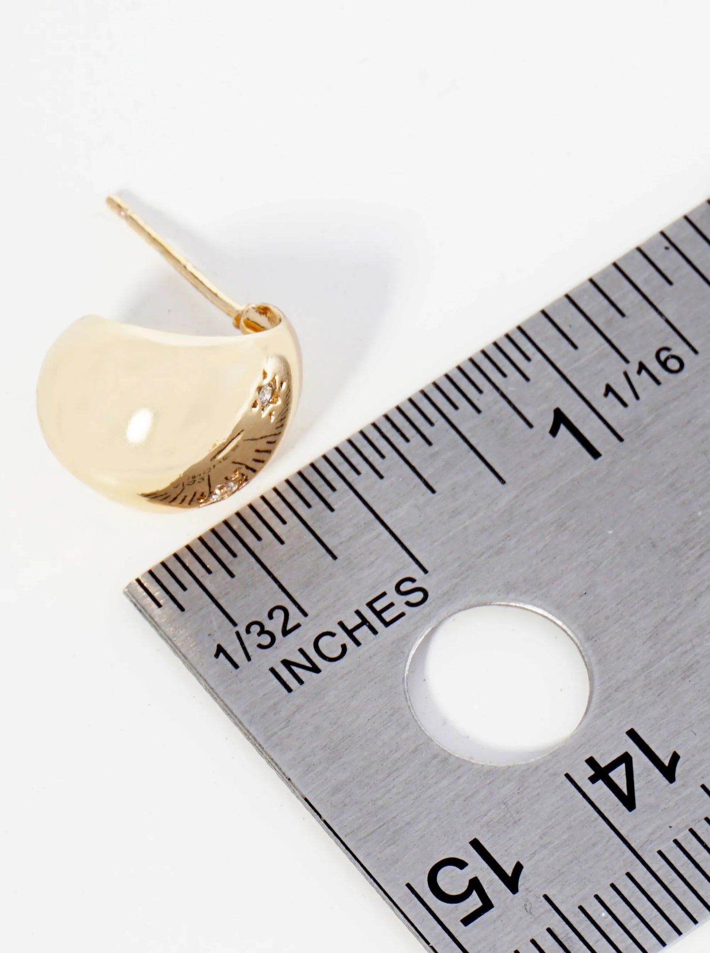 14K Gold Dipped Three CZ Stones Embedded Teardrop Small Hoop Earrings