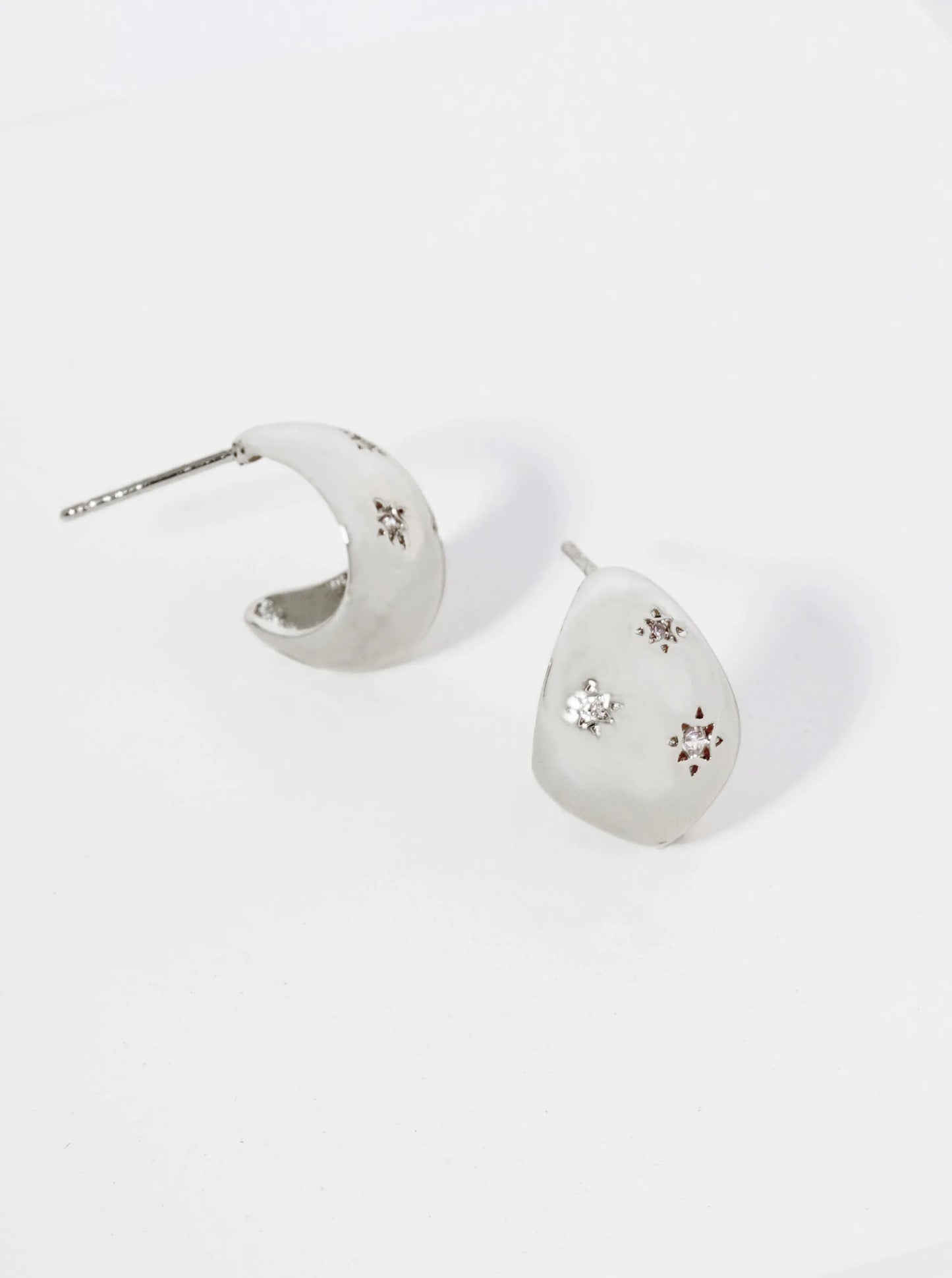 14K Gold Dipped Three CZ Stones Embedded Teardrop Small Hoop Earrings
