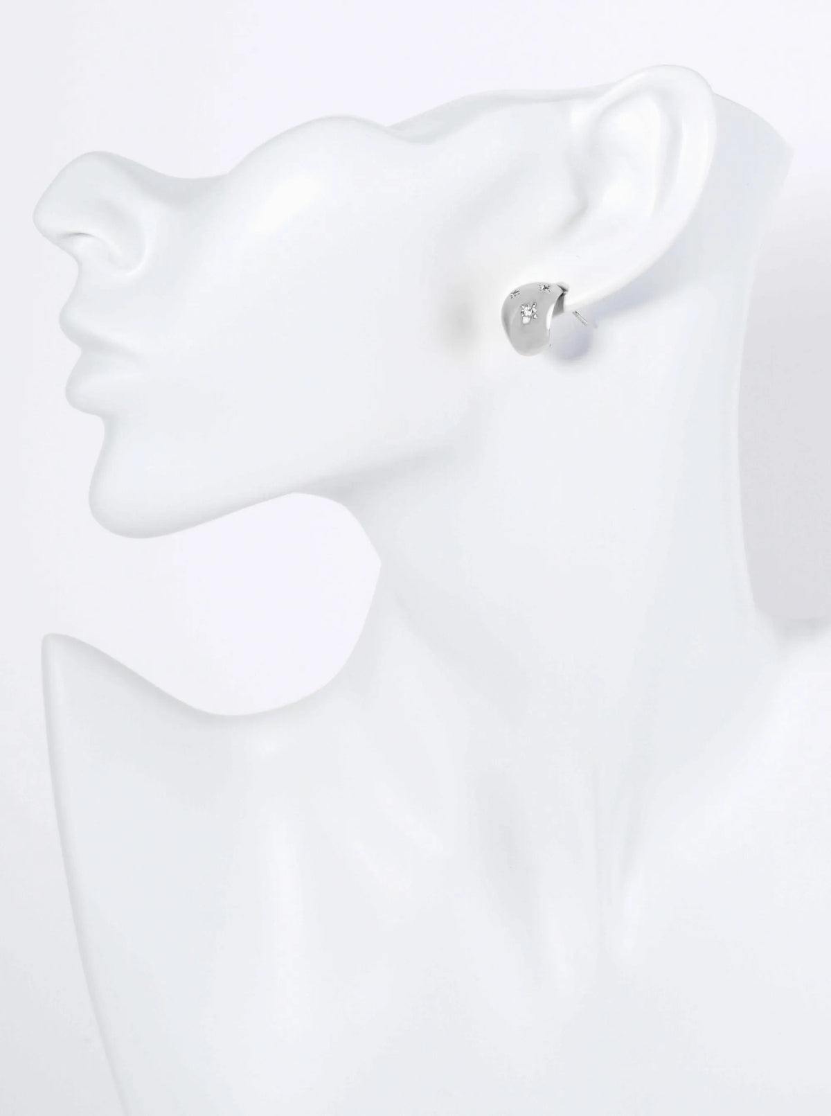 14K Gold Dipped Three CZ Stones Embedded Teardrop Small Hoop Earrings