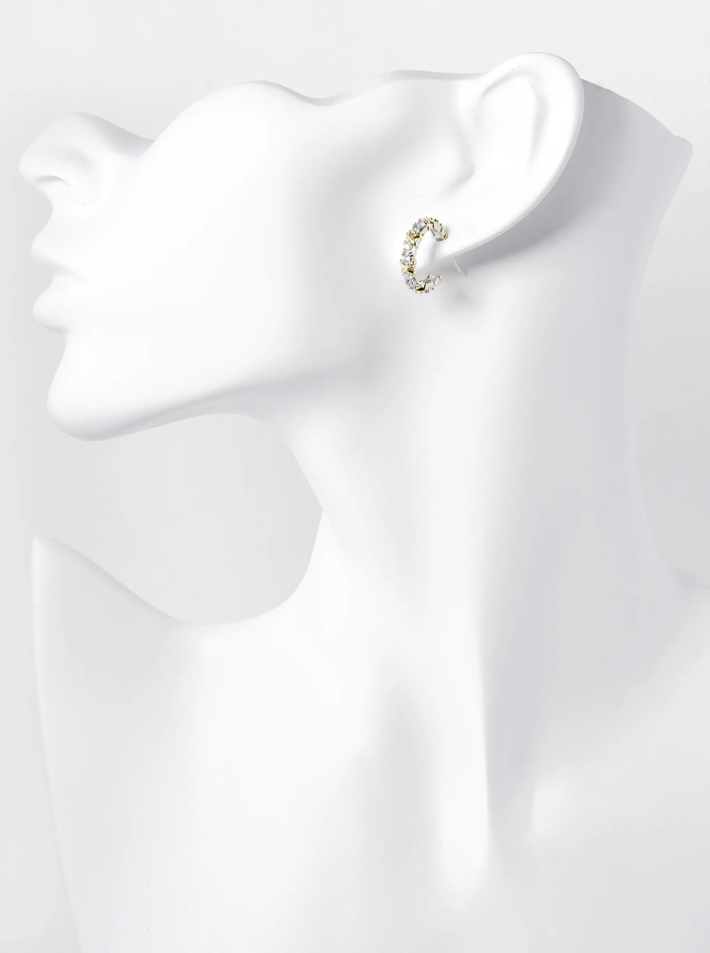 14K Gold Dipped Two-Tone 15mm Cubic Zirconia Open Hoop Earrings