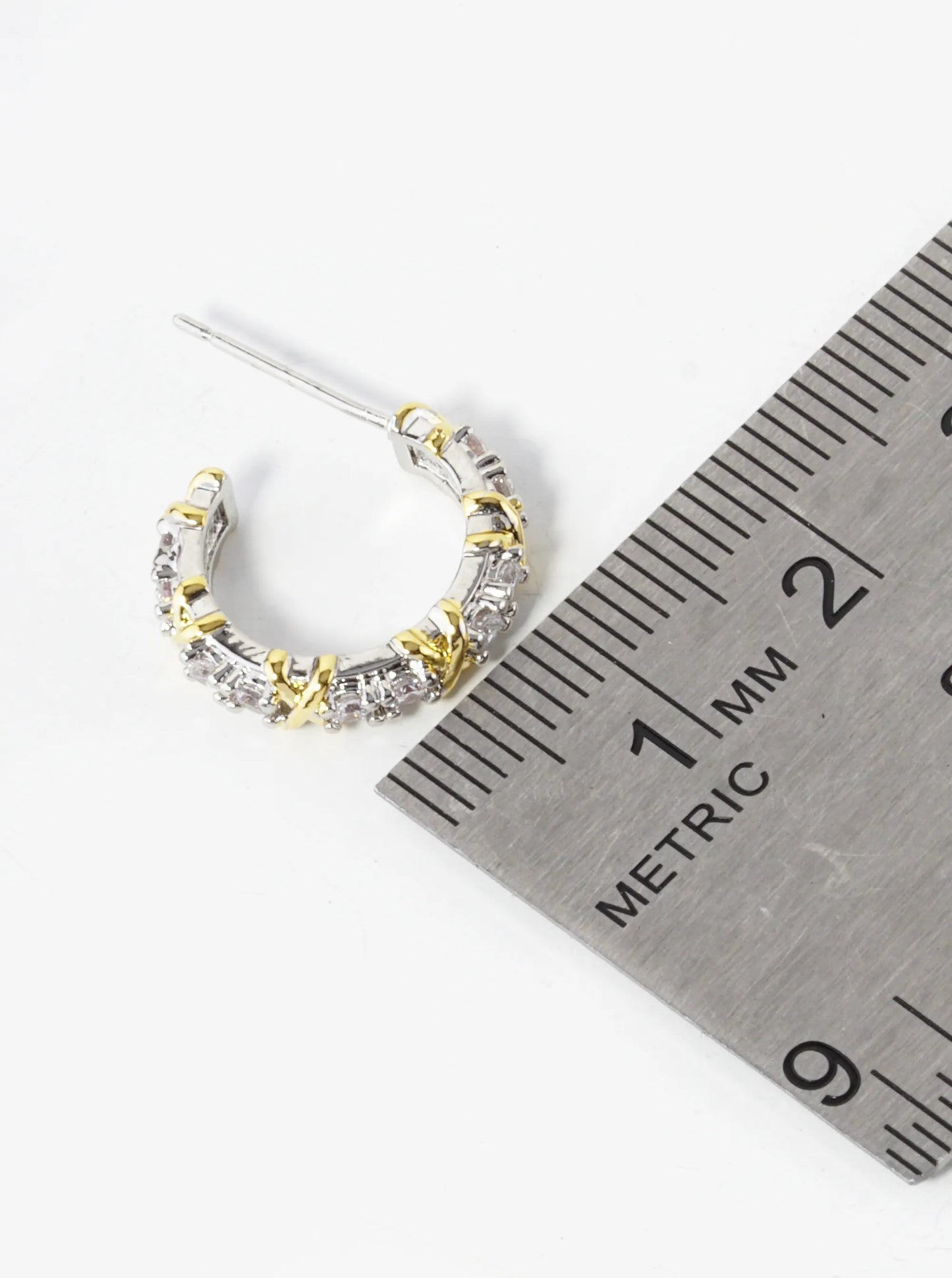 14K Gold Dipped Two-Tone 15mm Cubic Zirconia Open Hoop Earrings