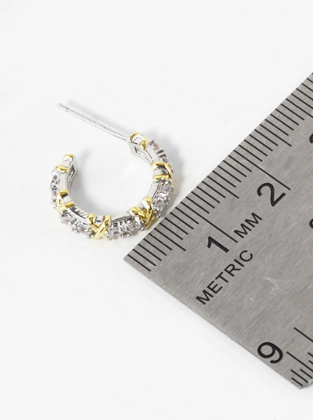 14K Gold Dipped Two-Tone 15mm Cubic Zirconia Open Hoop Earrings