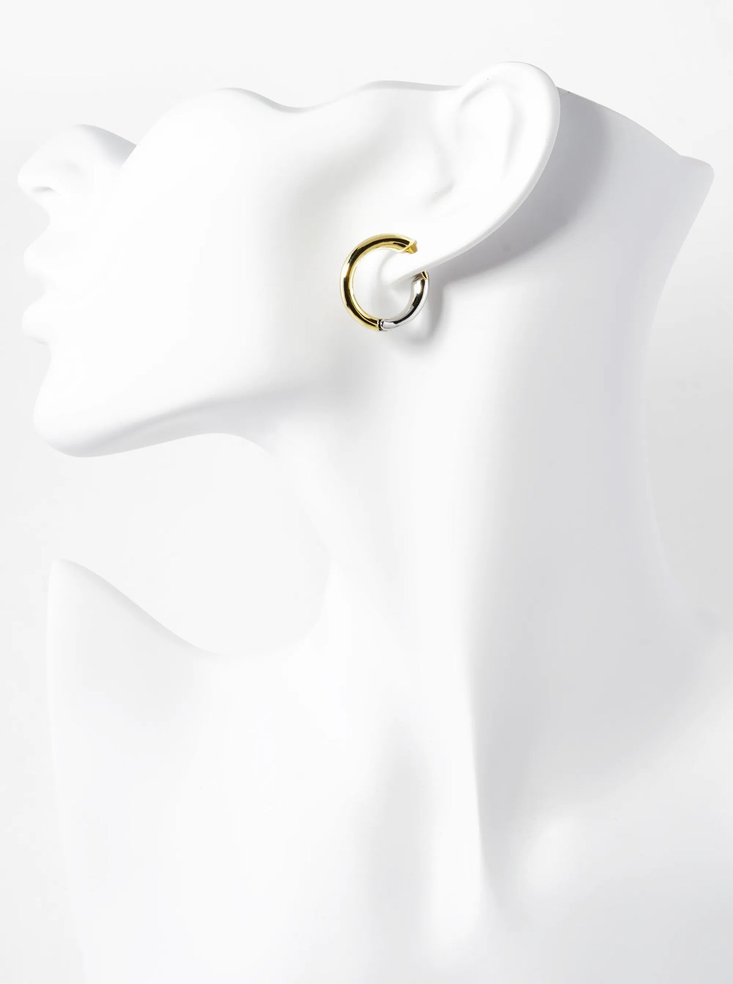 14K Gold Dipped Two-Tone 20mm Huggie Hoop Earrings