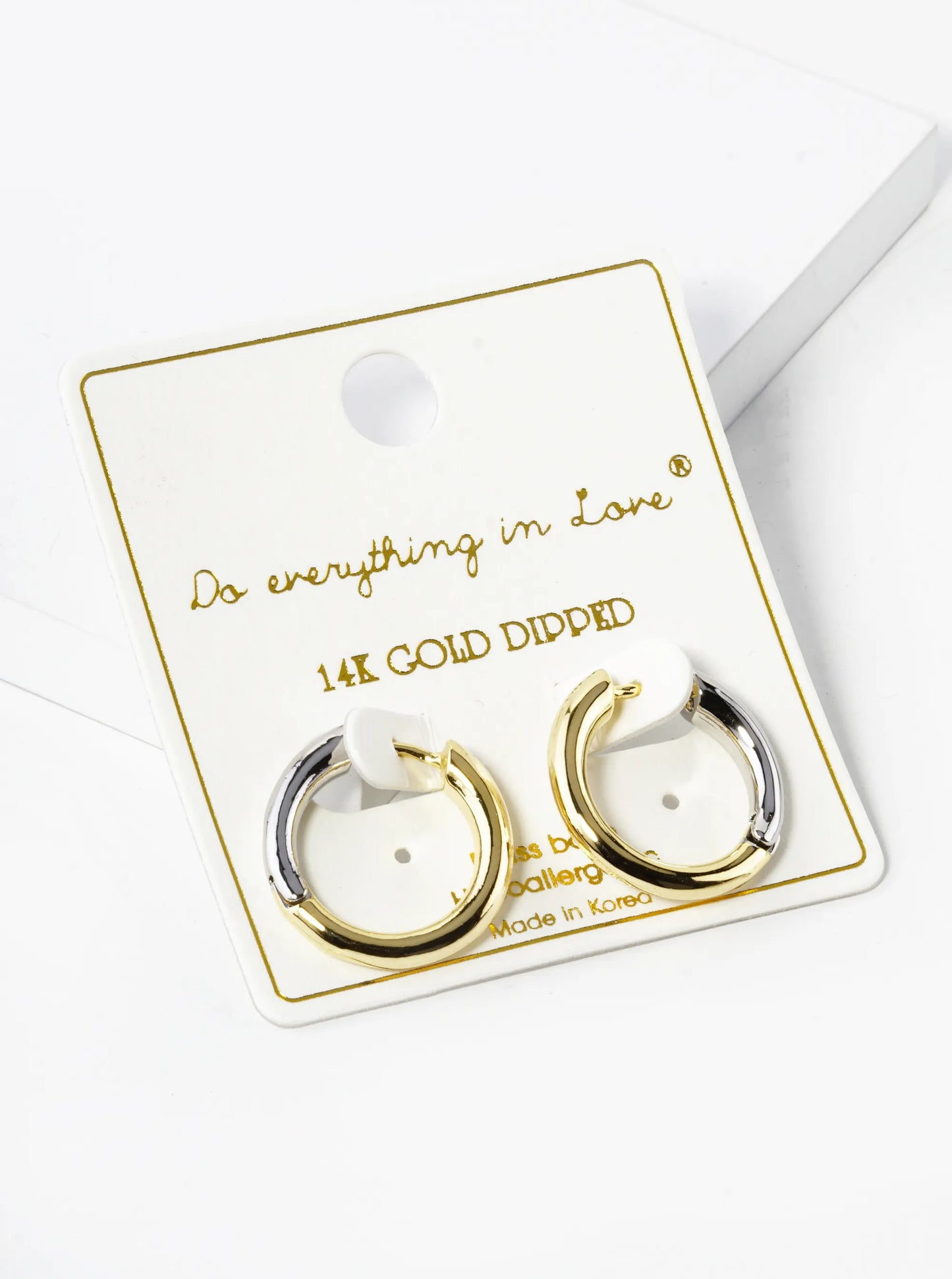 14K Gold Dipped Two-Tone 20mm Huggie Hoop Earrings