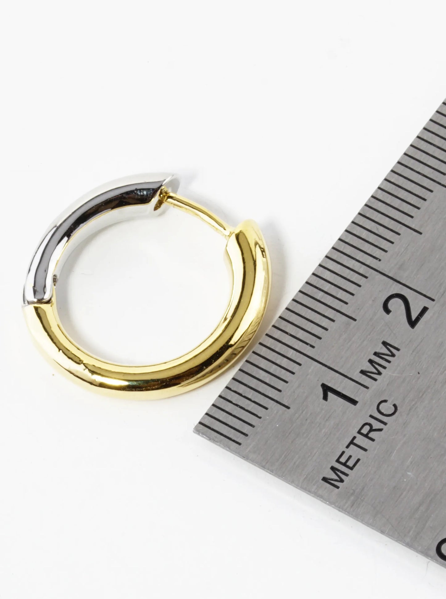 14K Gold Dipped Two-Tone 20mm Huggie Hoop Earrings