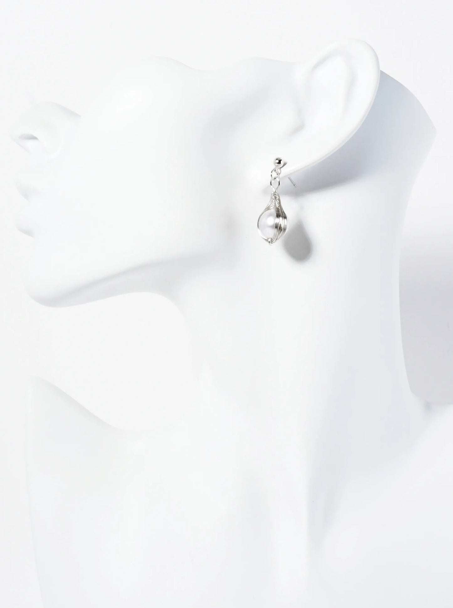 14K-Gold-Dipped Wire Wrapped 10mm Pearl Drop Dangle Earrings