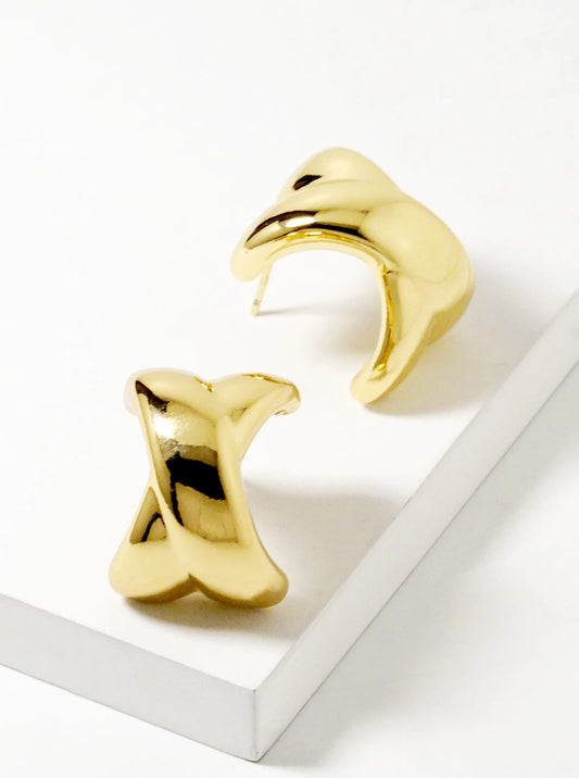 14K Gold Dipped X Shape Bold Hoop Earrings