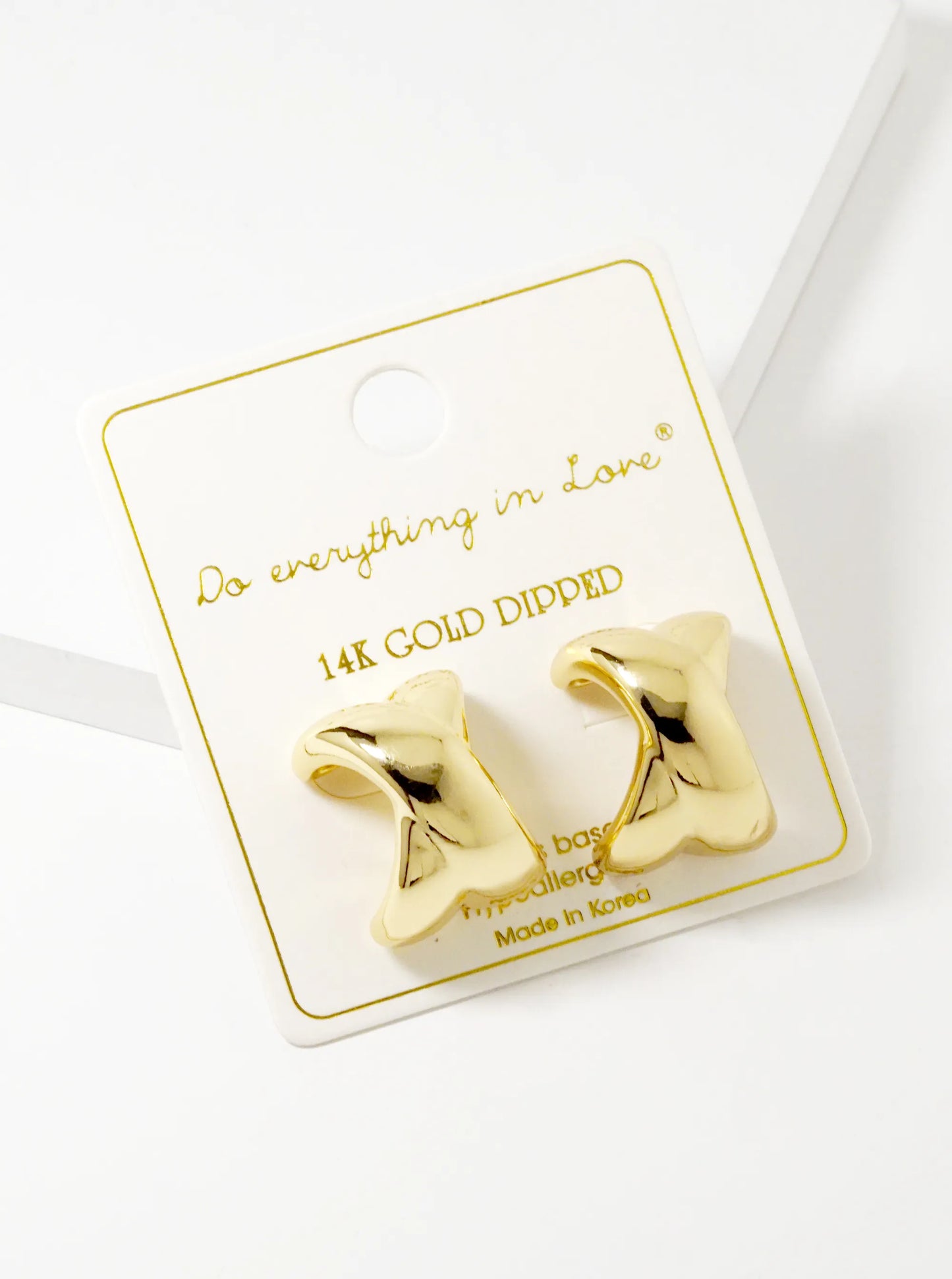 14K Gold Dipped X Shape Bold Hoop Earrings