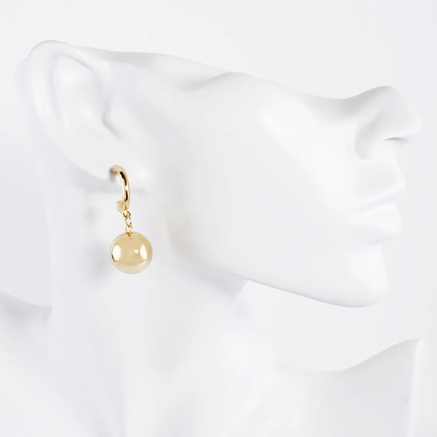 14mm Brass Ball Drop 15mm 14K-Gold-Dipped Hoop Earrings