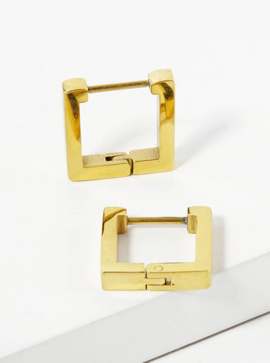 14mm Square Shape Stainless Steel Huggie Hoop Earrings