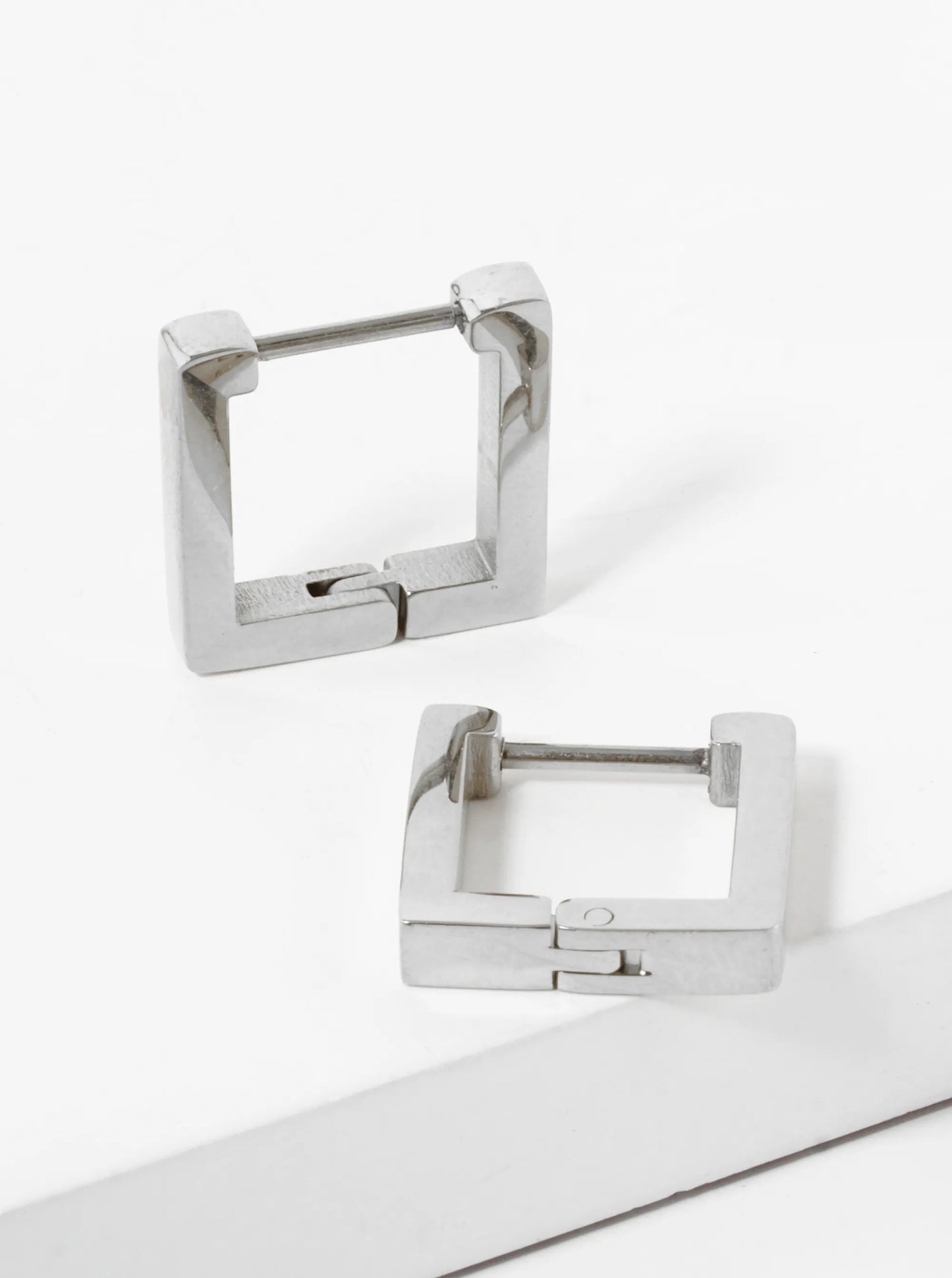 14mm Square Shape Stainless Steel Huggie Hoop Earrings