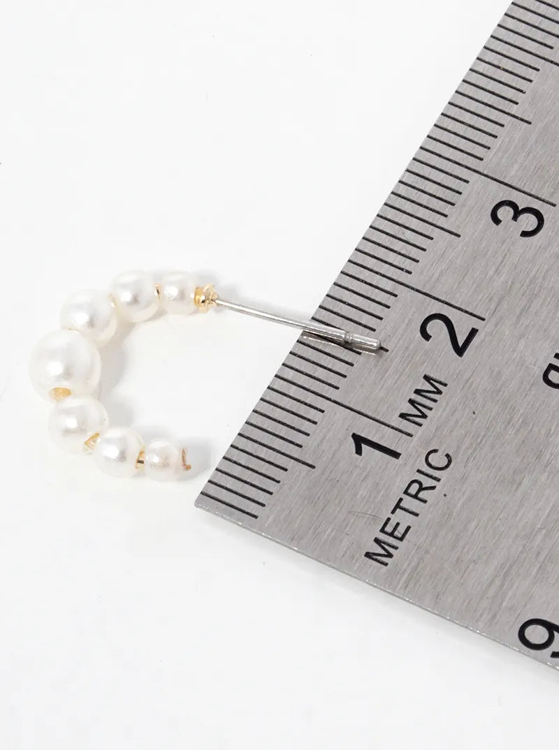 15mm Dainty Pearl Hoop Earrings