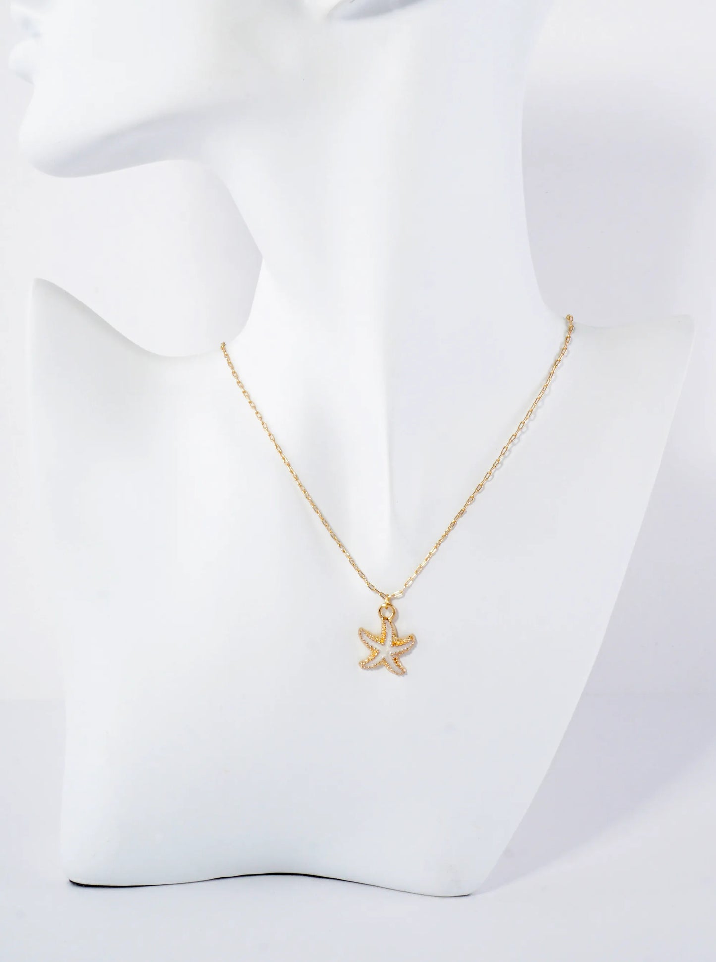 15mm Enamel Starfish Pendant 16-Inch Sea-Life Necklace