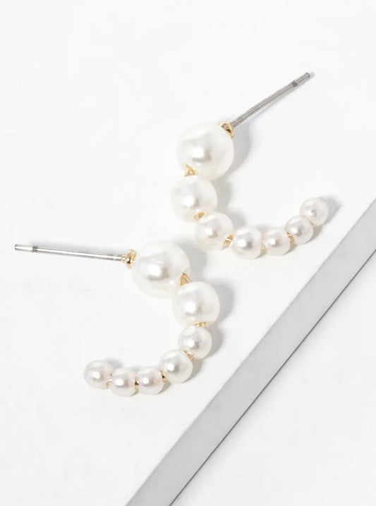 15mm Graduated Pearl Hoop Earrings