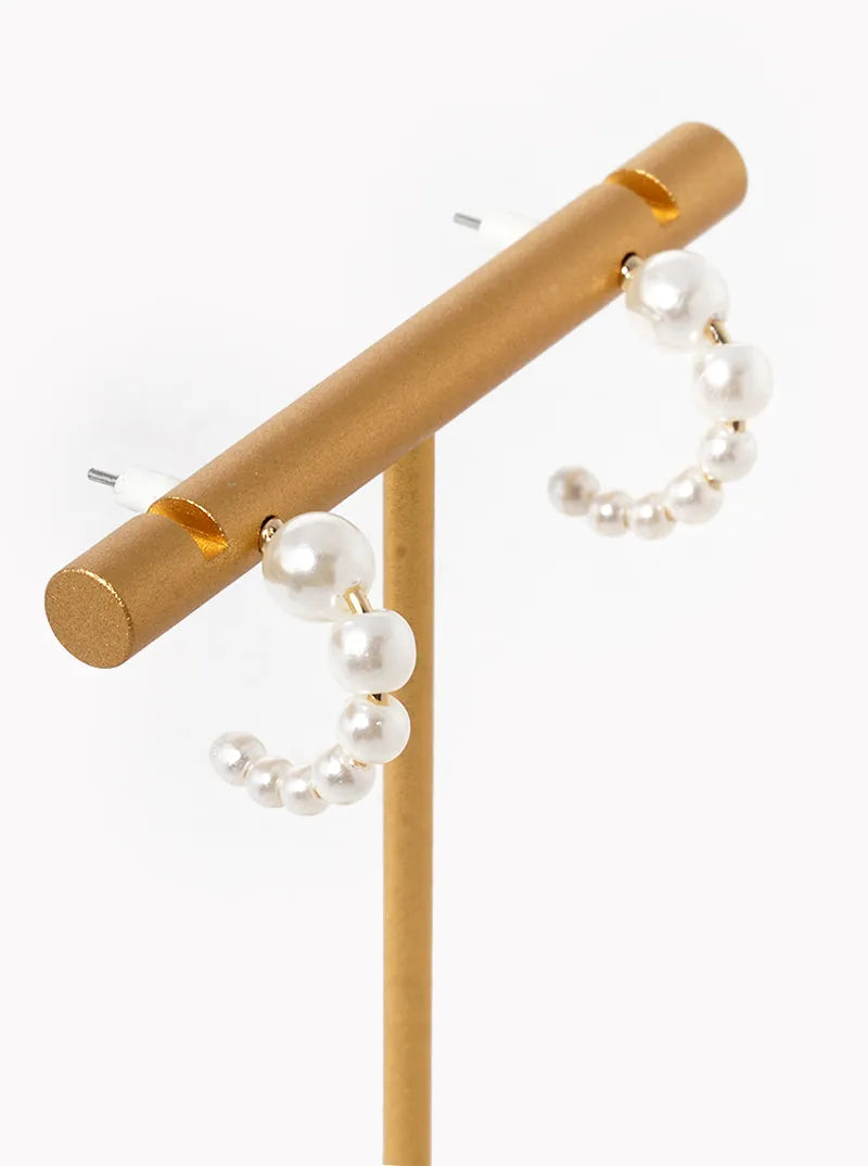 15mm Graduated Pearl Hoop Earrings