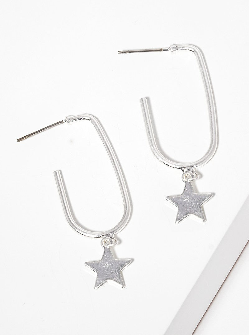 15mm Metal Hoop Earrings With Star Drop