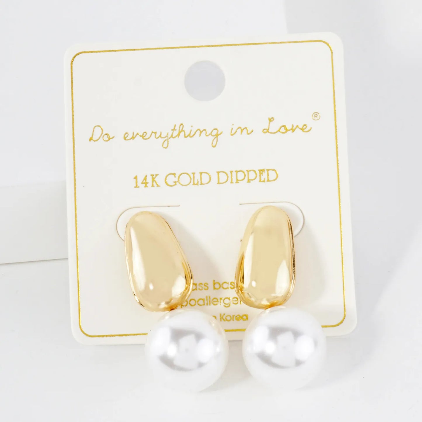 15mm Pearl Drop 14K-Gold-Dipped Brass Earrings