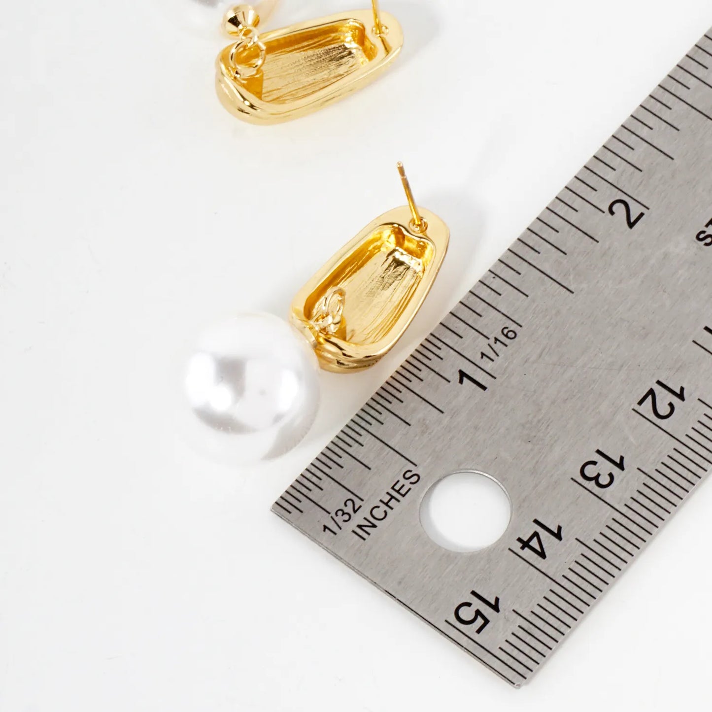 15mm Pearl Drop 14K-Gold-Dipped Brass Earrings