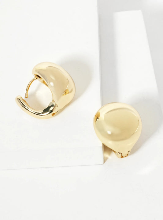 15mm Polished 14K-Gold-Dipped Round Huggie Hoop Earrings