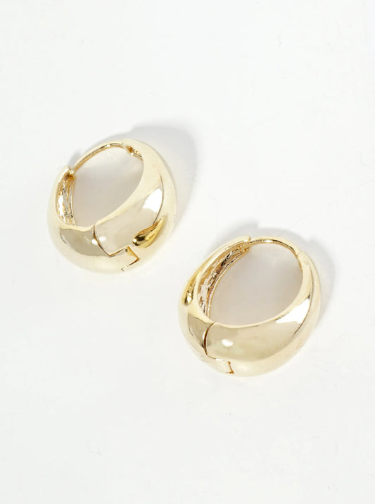 15mm Polished 14K-Gold-Dipped Tapered Huggie Hoop Earrings