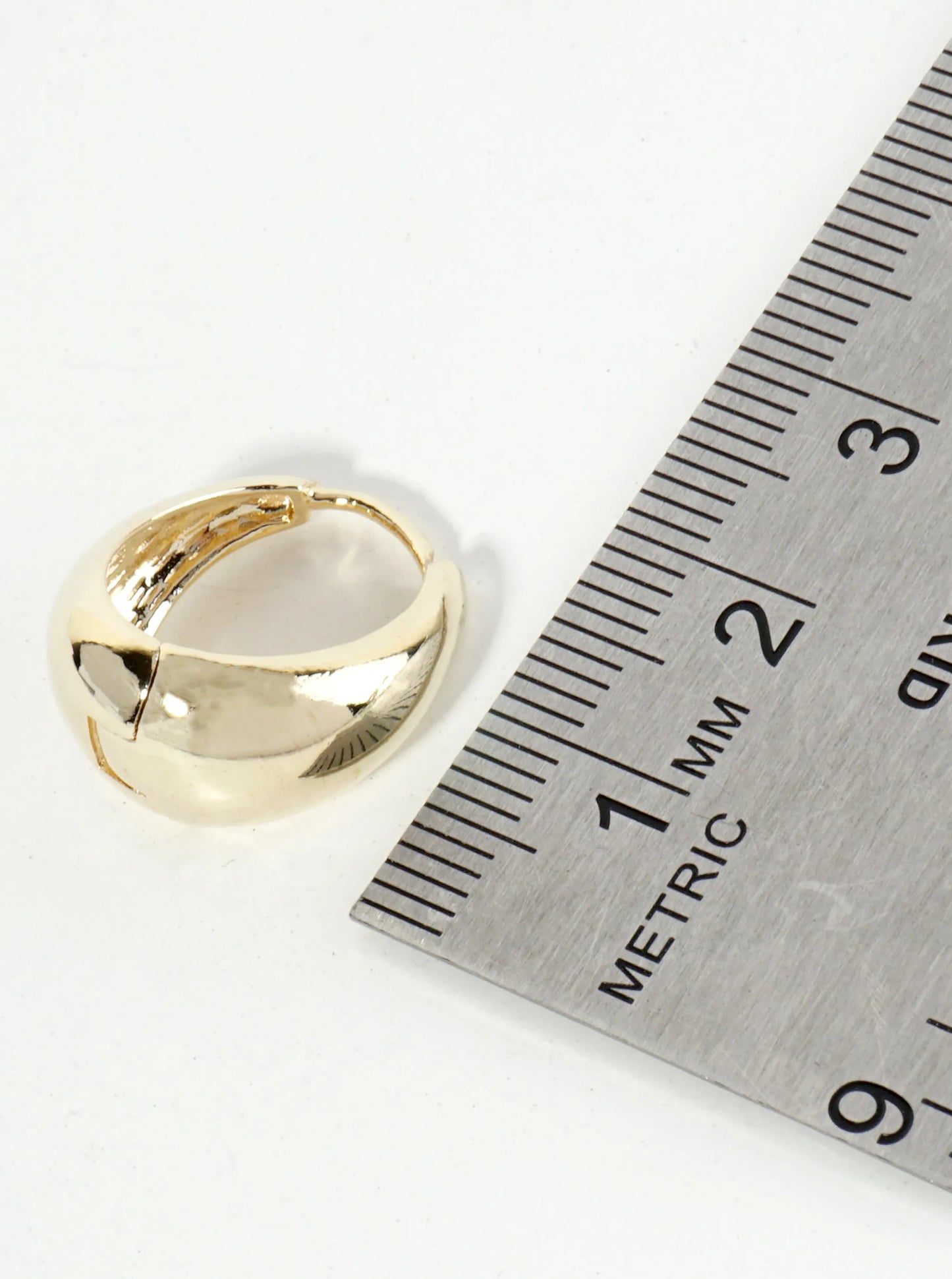 15mm Polished 14K-Gold-Dipped Tapered Huggie Hoop Earrings