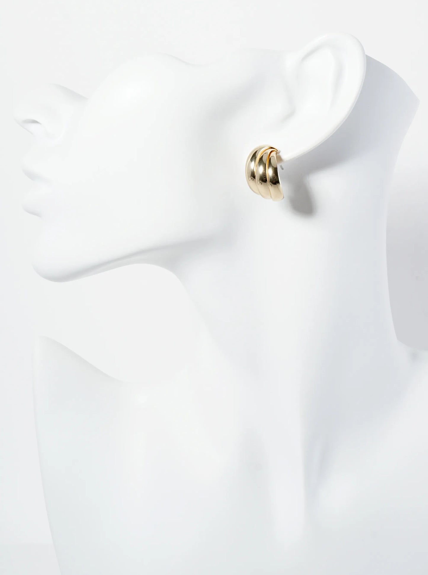 15mm Polished 14K-Gold-Dipped Three Overlapping Hoop Earrings