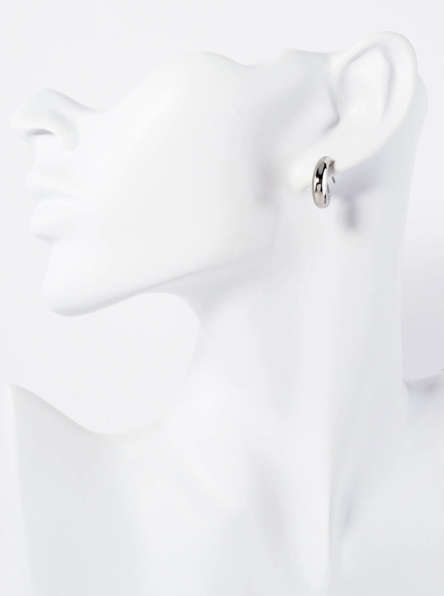 15mm Polished Hollow Huggie Hoop Earrings