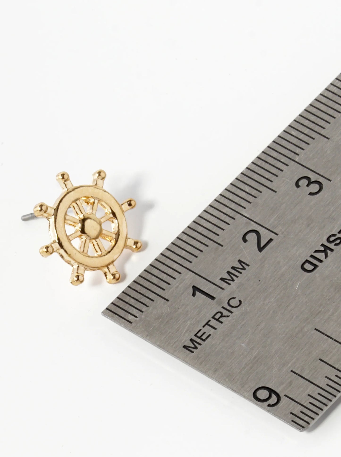 15mm Ships Wheel Stud Earrings