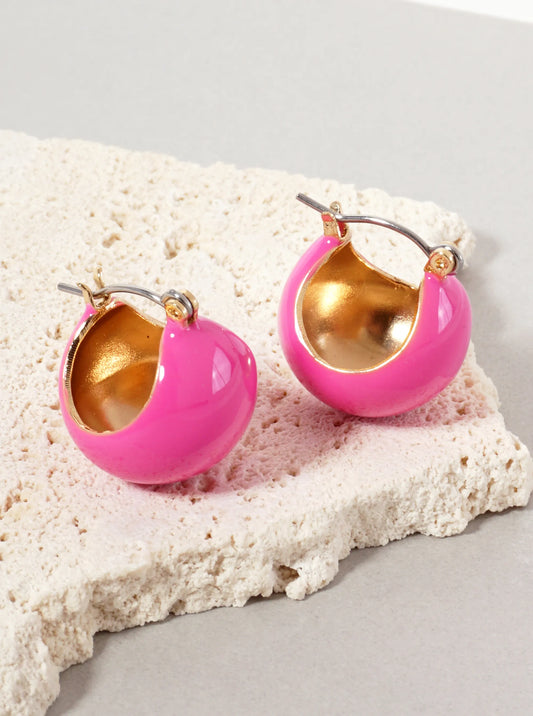 15mm Sphere Enamel Huggie Hoop Earrings