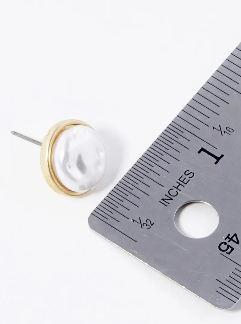 15mm Dainty Button Pearl Post Stud Earrings