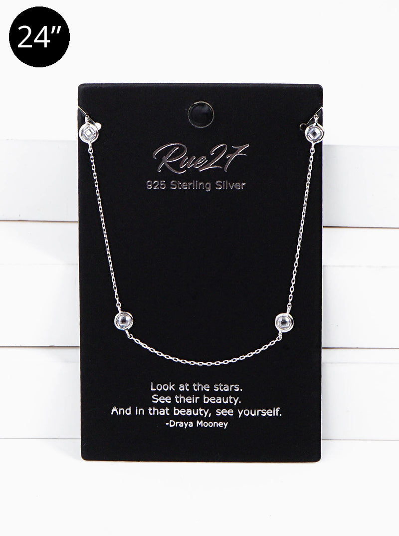 16-24 Inch 925 Sterling Silver CZ By The Yard Delicate Necklace