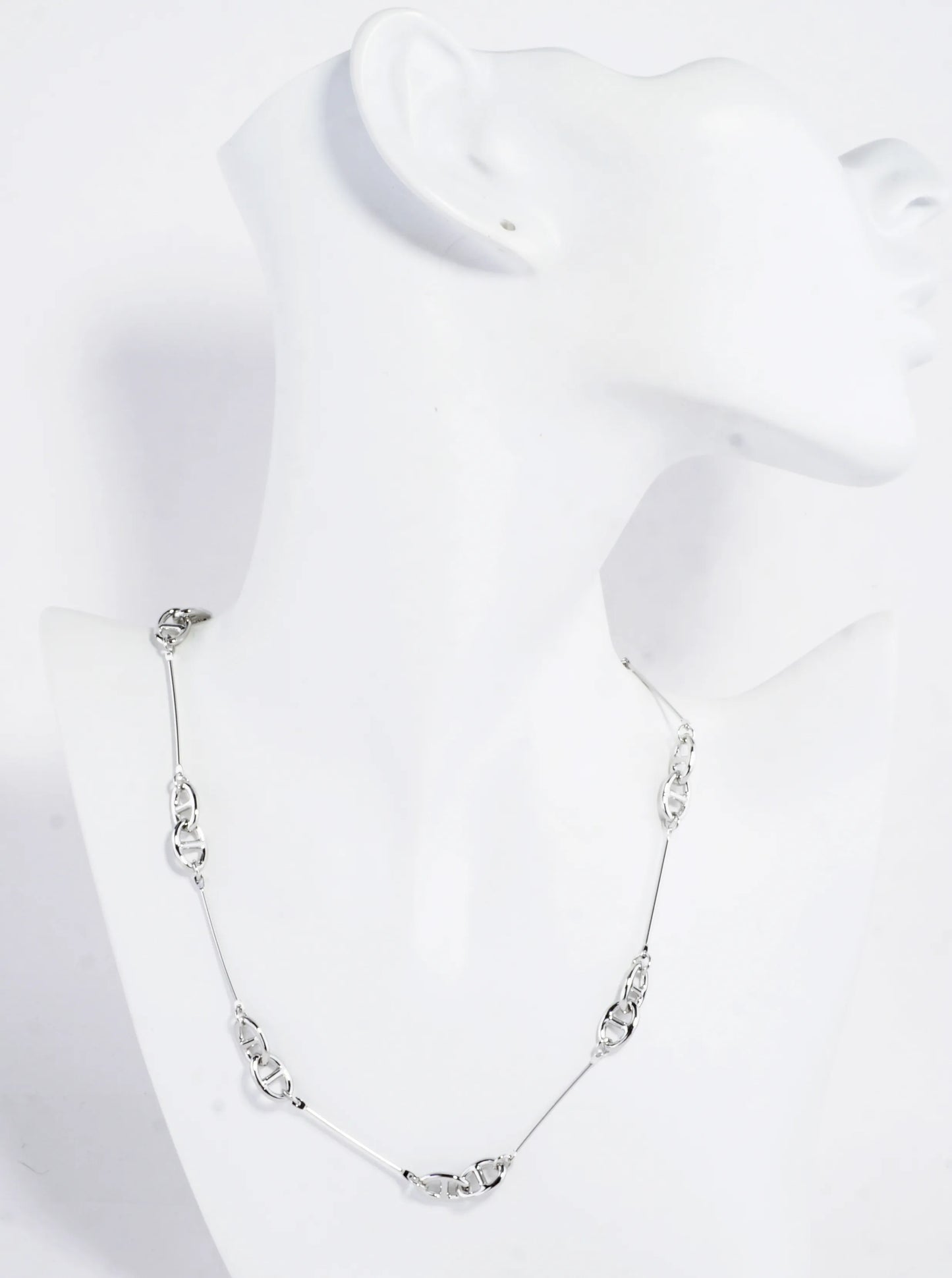 16 Inch Brass Bar And Anchor Link Chain Necklace